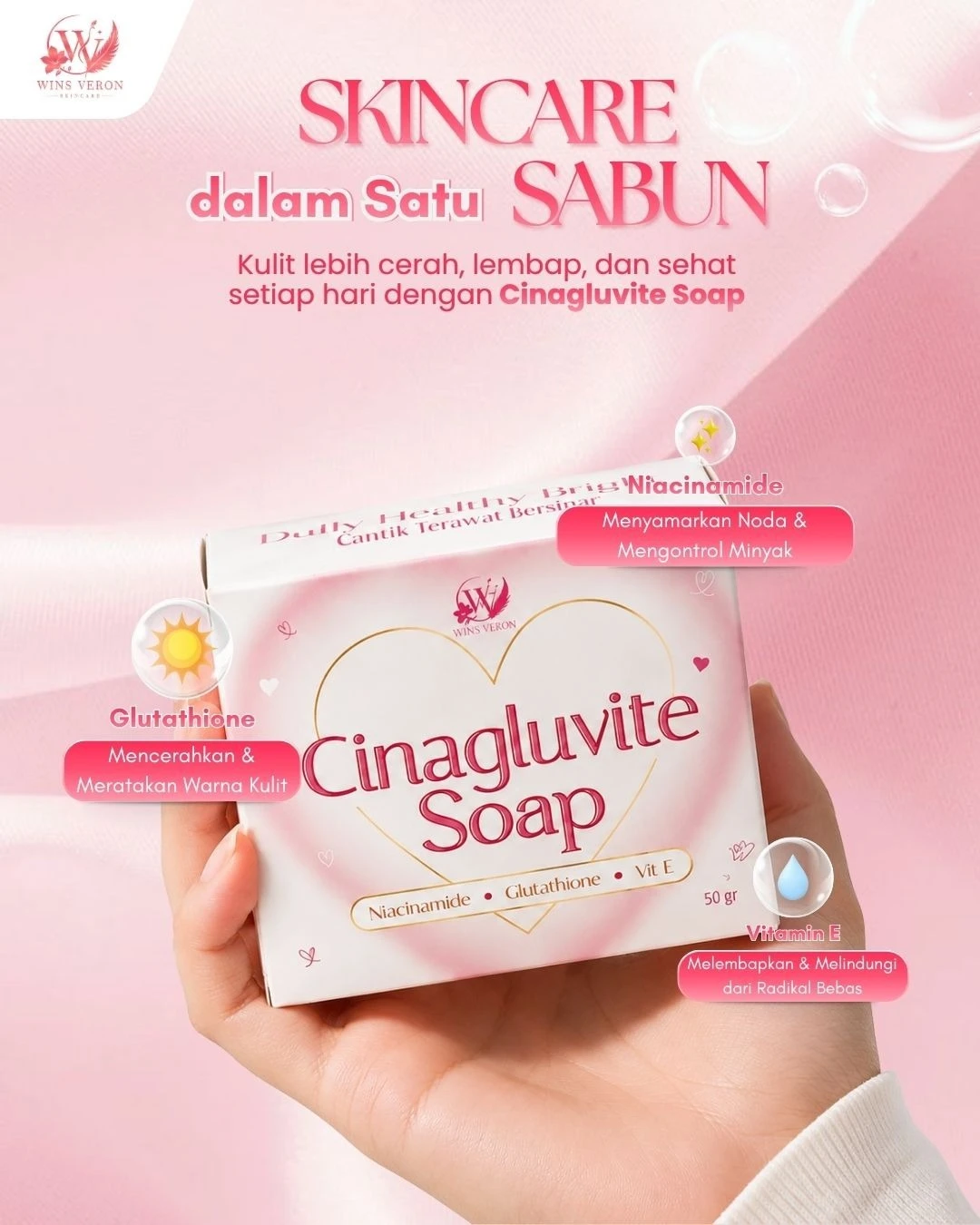 Cinagluvite Soap Wins Veron - Skincare dalam Satu Sabun resmi BPOM